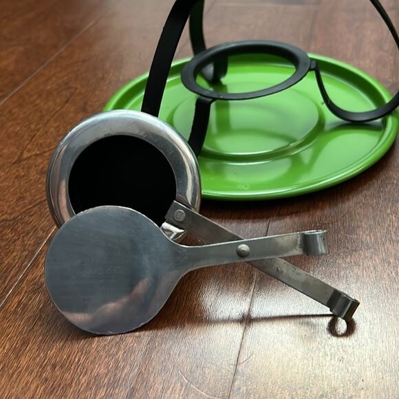 Vintage Green Fondue Set with Wood and Stainless Forks - Picture 16 of 16